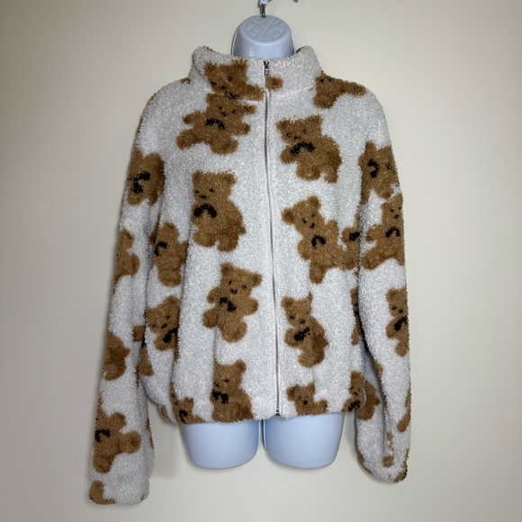 Fuzzy Teddy Bear Jacket Sweater - Picture 1 of 3
